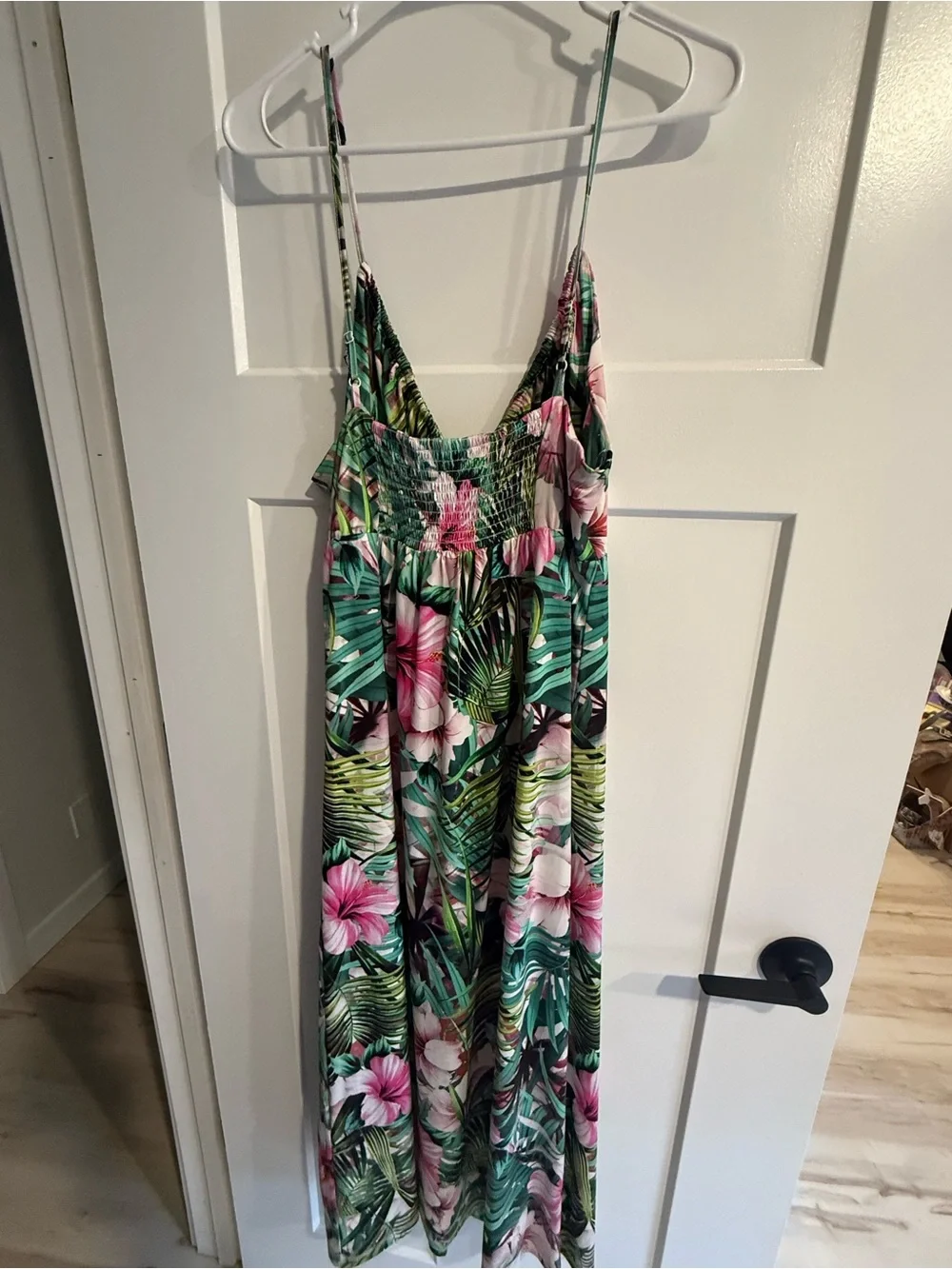 Tropical Floral Green and Pink Girls' One-Piece dress maxi